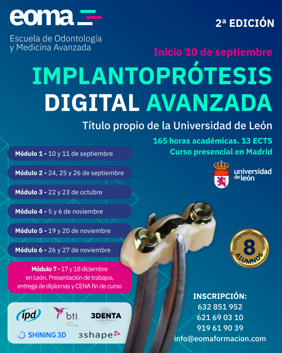 BECA COLEGIADOS CANTABRIA PARA CURSO IMPLANTOPROTESIS DIGITAL AVANZADA